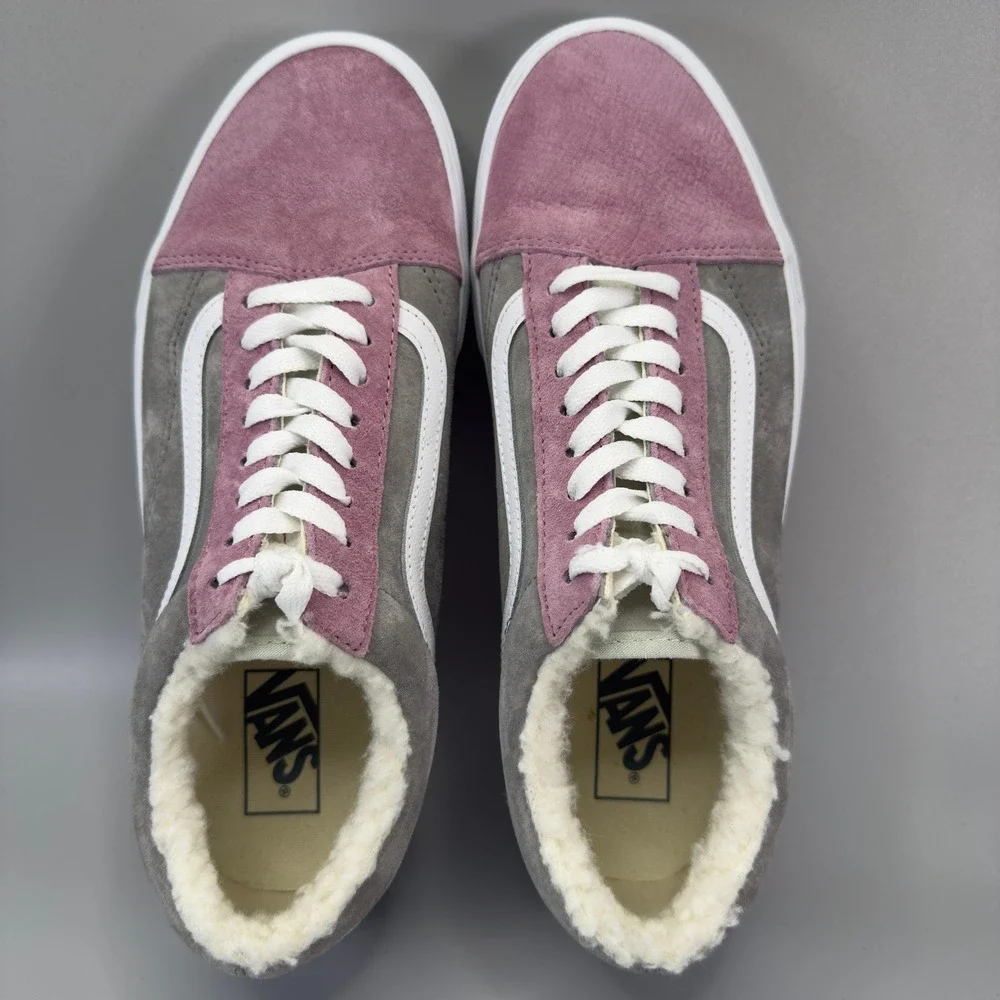 Vans Old Skool Mens 9.5 9 1/2 Pink Gray Blue Shoes Sherpa Suede Water Repellent - Picture 6 of 16